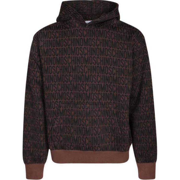 MOSCHINO Letter Print Brown Hoodie Long Sleeve Sweatshirt A1704-7629-1103