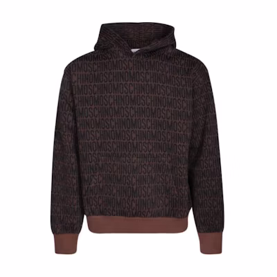 MOSCHINO Letter Print Brown Hoodie Long Sleeve Sweatshirt A1704-7629-1103