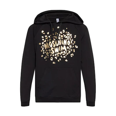 MOSCHINO Letter Print Full Zip Hoodie Black A1703-9406-0555