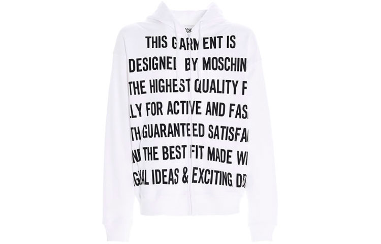 MOSCHINO Letter Print Pullover Hoodie Men’s Black/White A1703-7027-1001