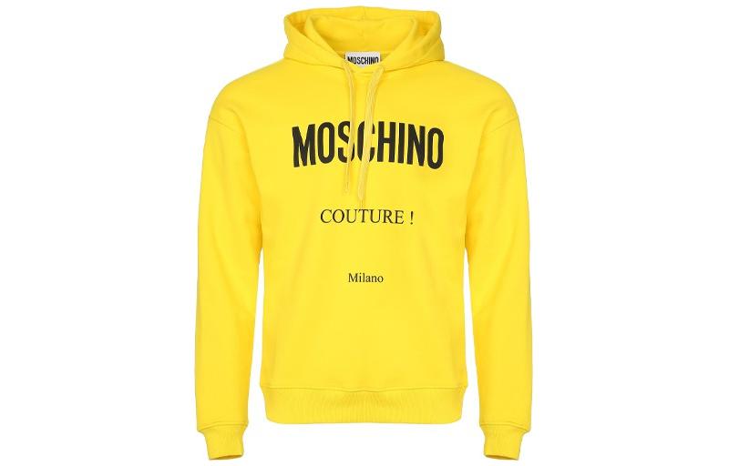 MOSCHINO Letter Print Yellow Hoodie Pullover for Men ZPA1729-2027-1027