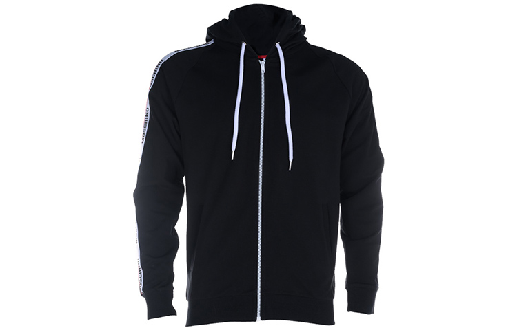 MOSCHINO Letter Print Zip-Up Hoodie Jacket Black A1714-8101-0555