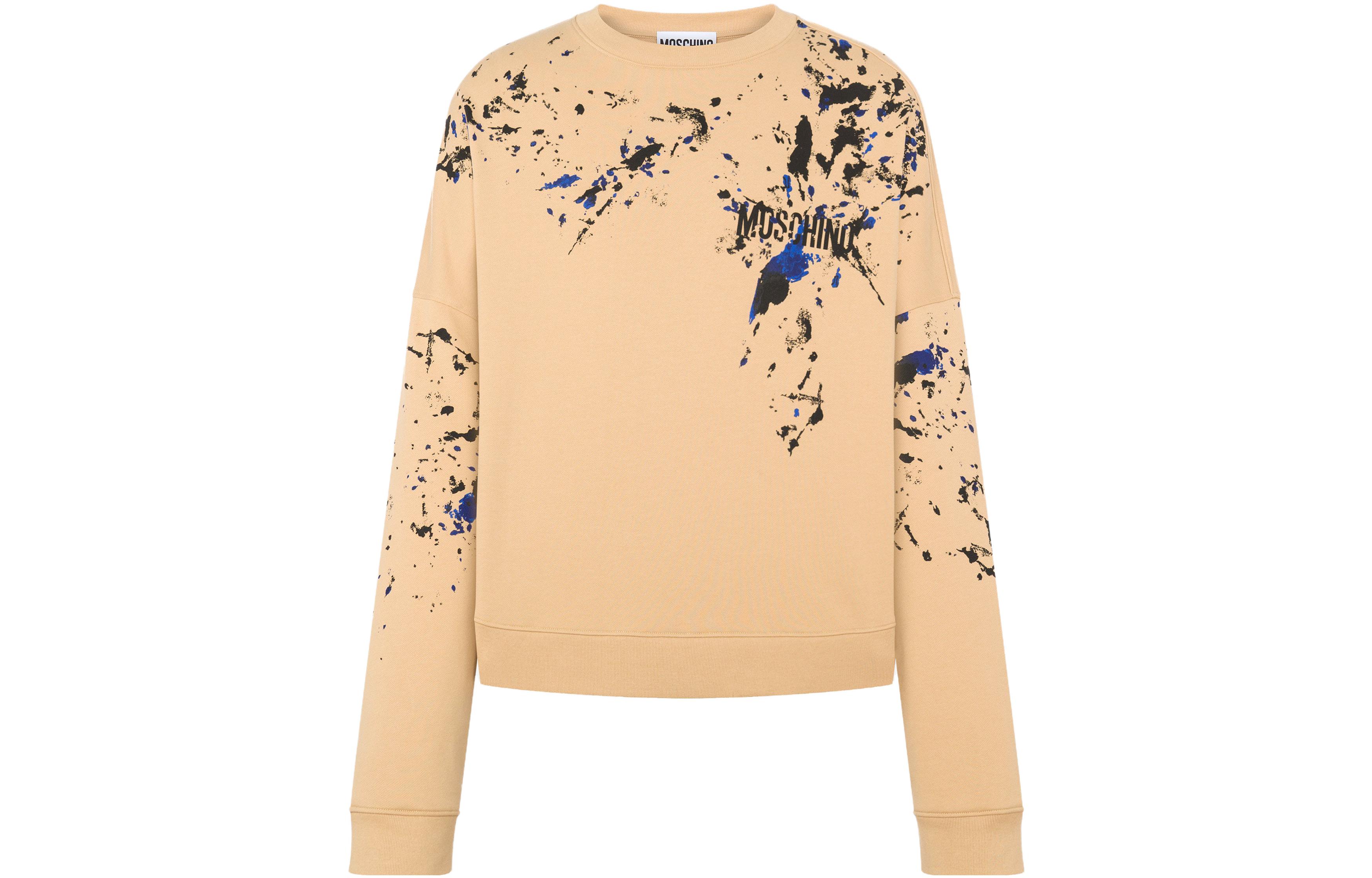MOSCHINO Light Brown Sweatshirt with Painted Letter Print Design A1716-2028-1148