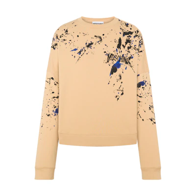 MOSCHINO Light Brown Sweatshirt with Painted Letter Print Design A1716-2028-1148