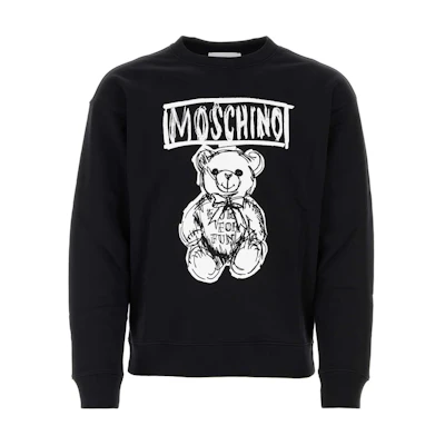MOSCHINO Logo Animal Print Crewneck Long-Sleeve Sweatshirt Men Black V1727-7028-1555
