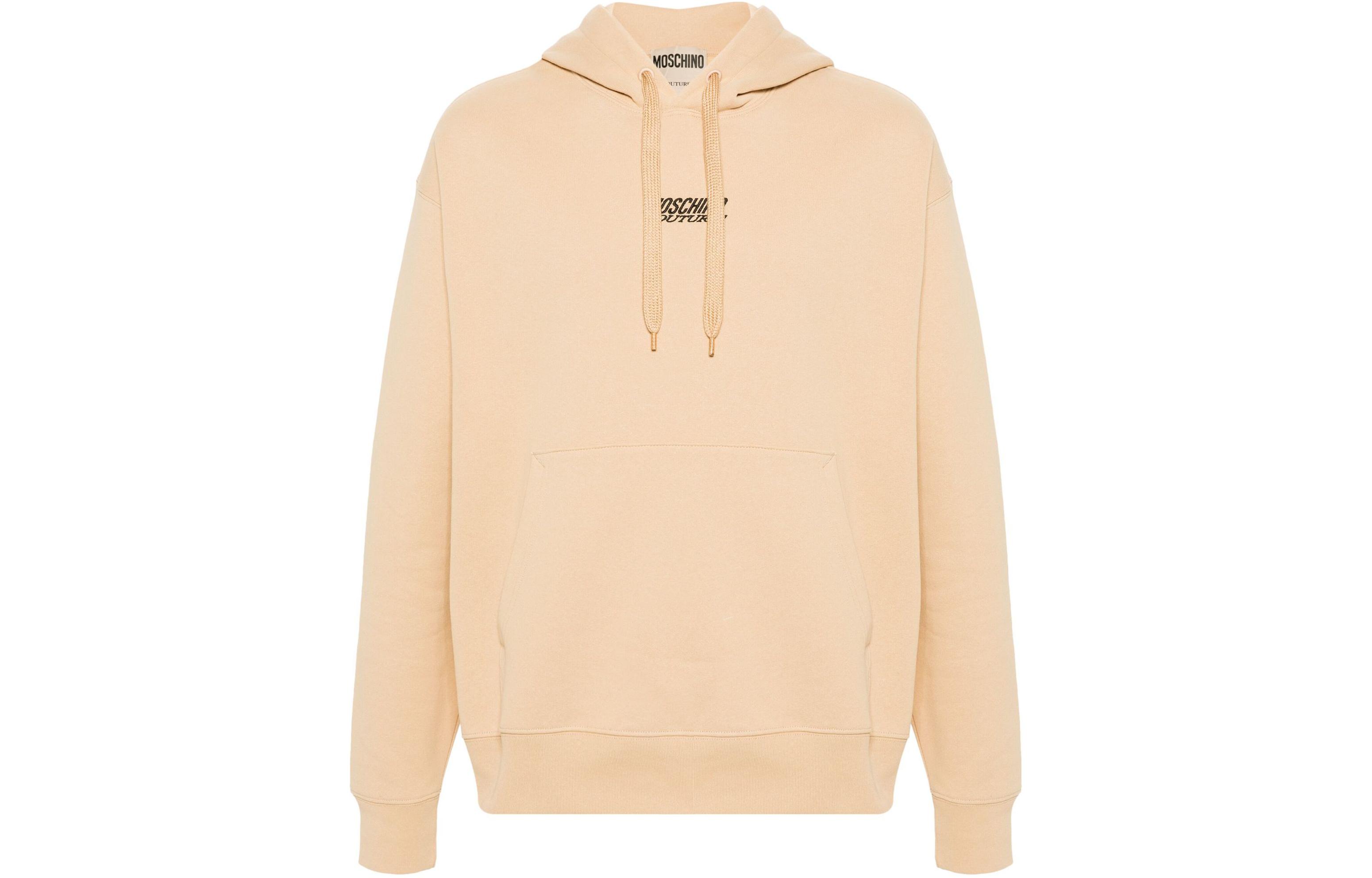 MOSCHINO Logo Embroidered Beige Hoodie Long Sleeve A17202025-BEIGE