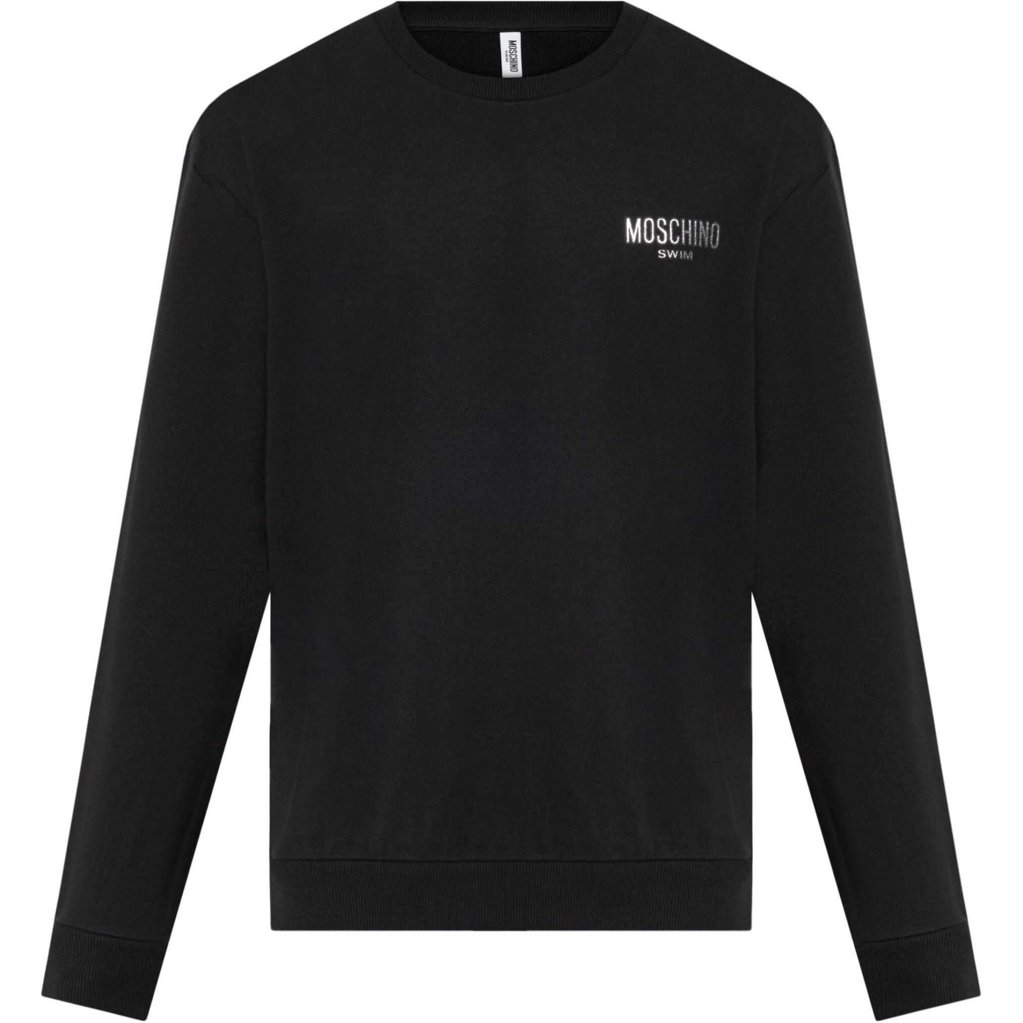 MOSCHINO Logo Embroidered Black Long-Sleeve Sweatshirt for Men A170294100555
