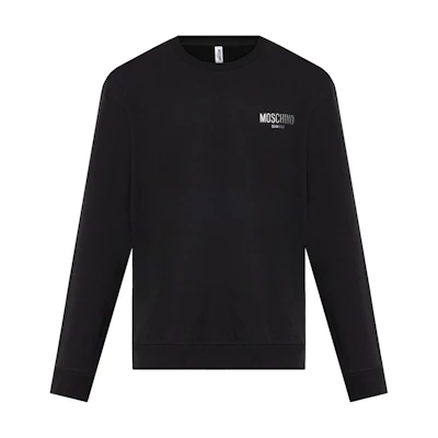 MOSCHINO Logo Embroidered Black Long-Sleeve Sweatshirt for Men A170294100555