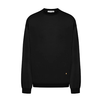 MOSCHINO Logo Embroidered Ribbed Crewneck Drop-Shoulder Sweatshirt Black J09070201-BLACK