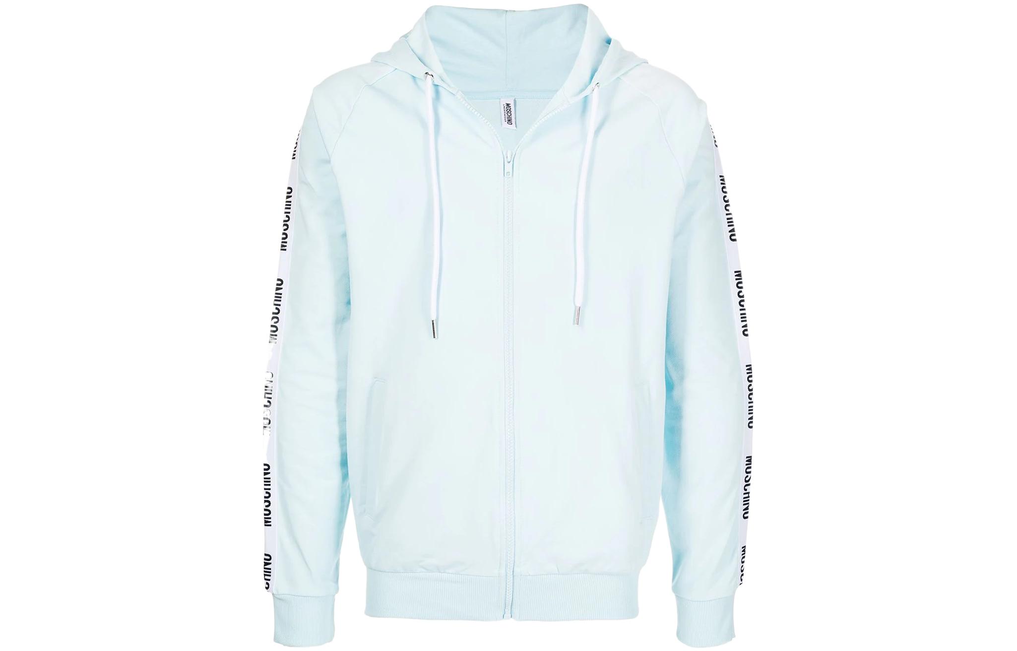 Moschino Logo Embroidered Zip-Up Hoodie Jacket Mens Blue A1707-8102-0332