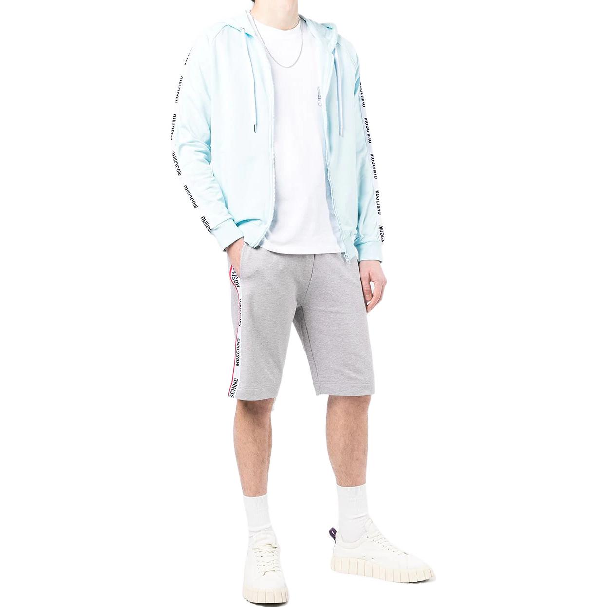 Lookbook Moschino 男士藍色LOGO刺繡拉鍊連帽外套 A1707-8102-0332