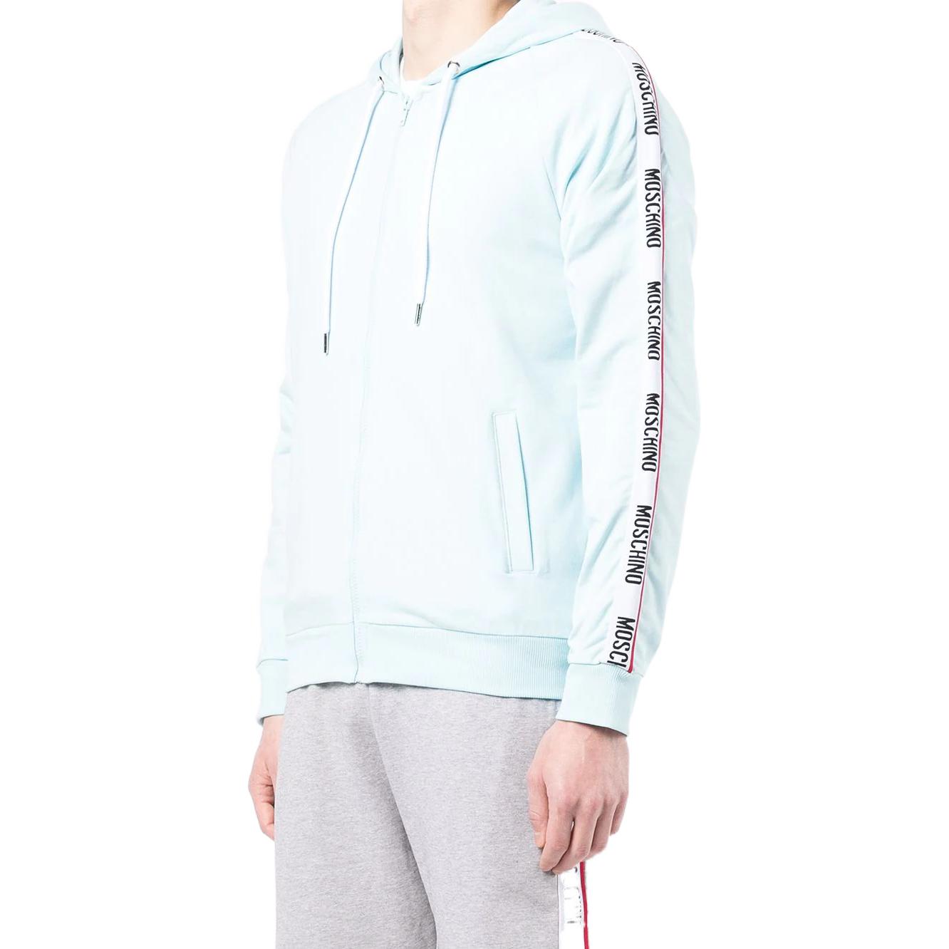 Purchase Moschino 男士藍色LOGO刺繡拉鍊連帽外套 A1707-8102-0332