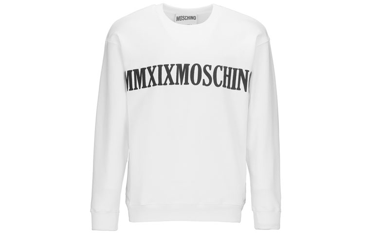 MOSCHINO Logo Graphic Crewneck Sweatshirt Unisex White Z-J1708-5227-1002