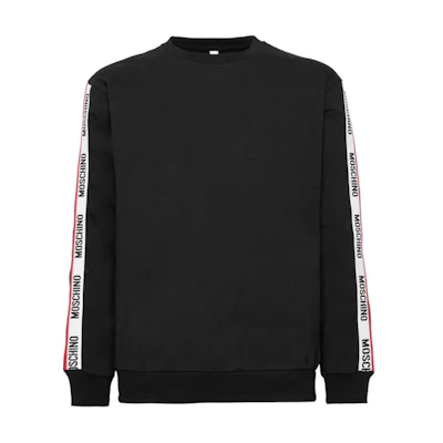 MOSCHINO Logo Letter Trim Crewneck Oversized Sweatshirt Unisex Black A1706-8106-0555