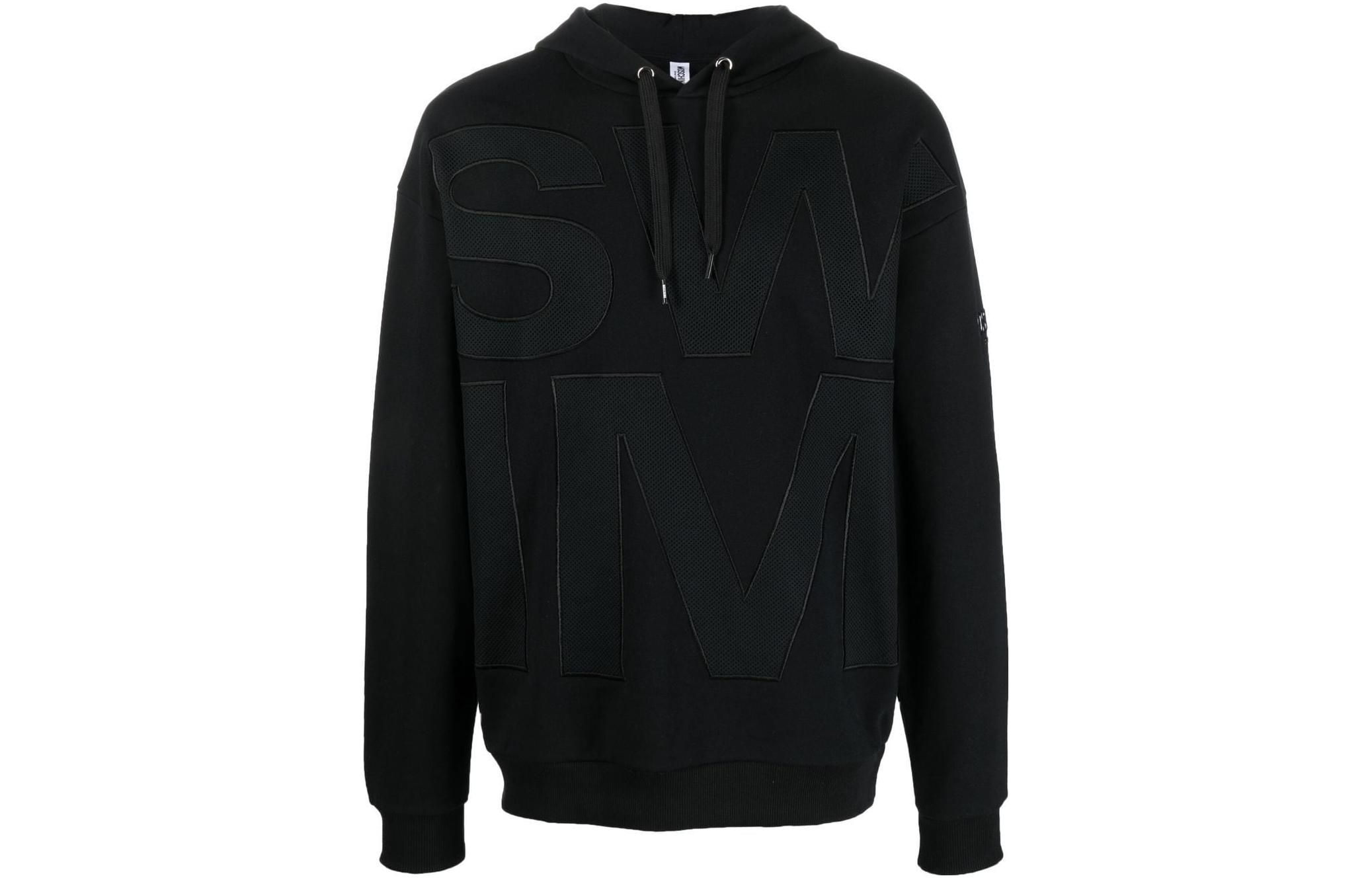 MOSCHINO Logo Patch Hoodie Black Long Sleeve Pullover A1707-2322-0555