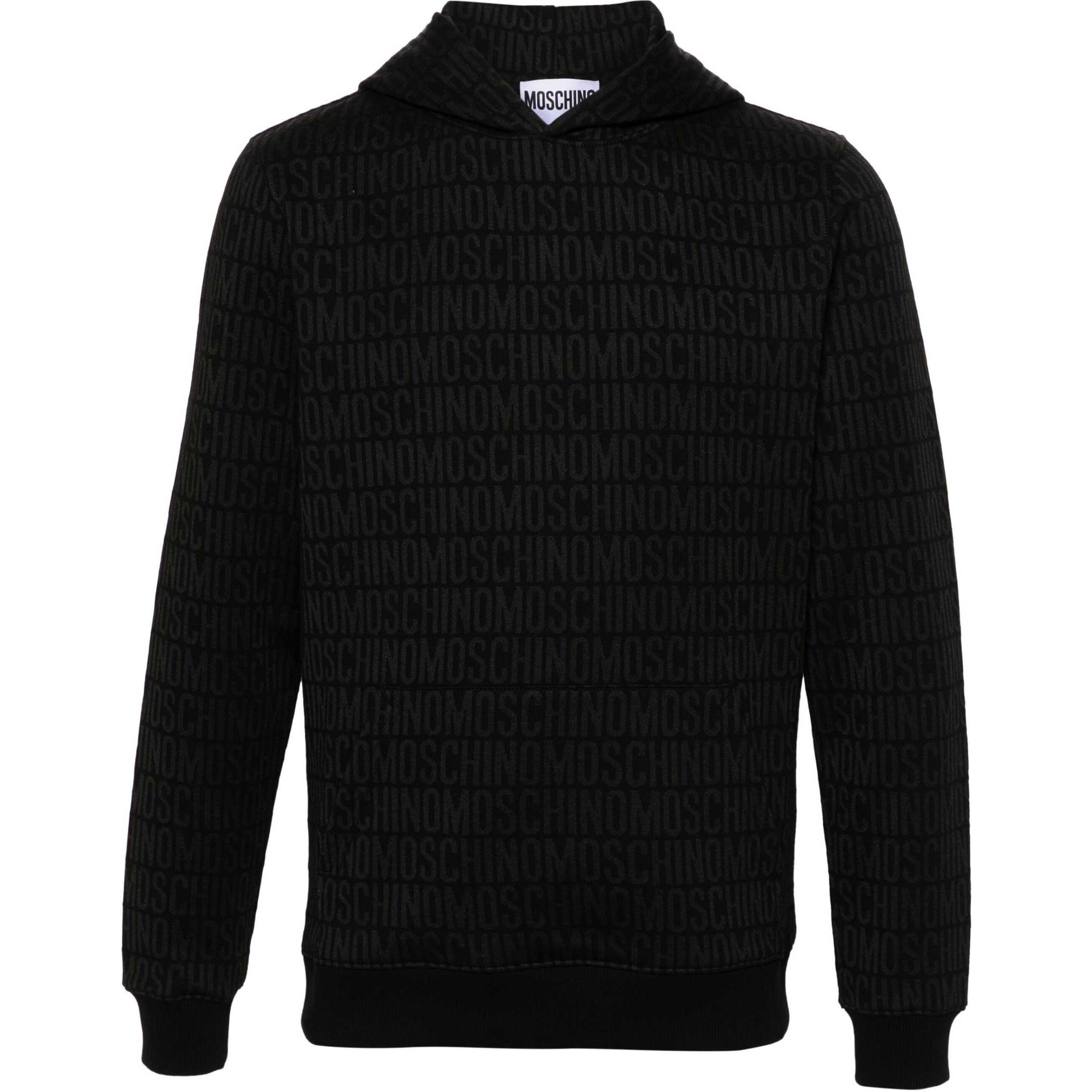 MOSCHINO Logo Print Black Hoodie for Men A170976291555