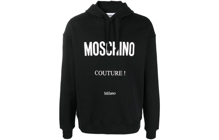 Moschino Logo Print Black Hoodie Mens Long Sleeve A1729-2027-1555