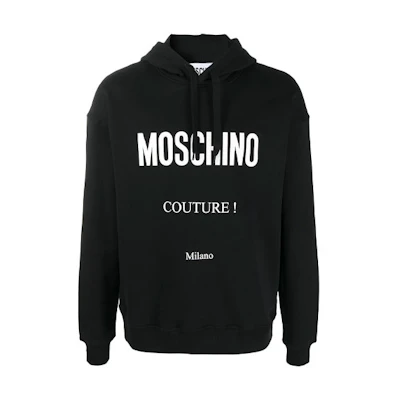 Moschino Logo Print Black Hoodie Mens Long Sleeve A1729-2027-1555