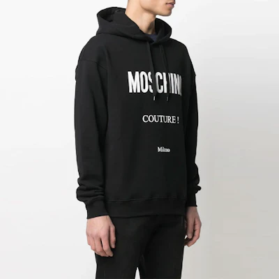 Moschino 男款黑色連帽上衣 長袖 ロゴ印花 A1729-2027-1555 Shop Moschino 男款黑色連帽上衣 長袖 ロゴ印花 A1729-2027-1555