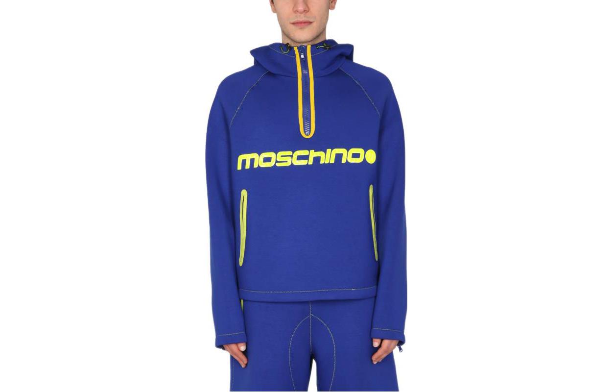 MOSCHINO Logo Print Blue Hoodie Long Sleeve A1710-2030-1296
