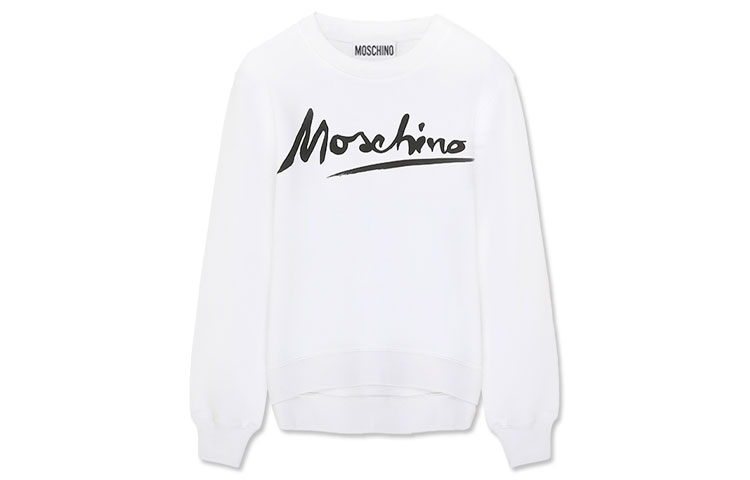 MOSCHINO Logo Print Cotton Sweatshirt Unisex White D-J1715-0427-1001