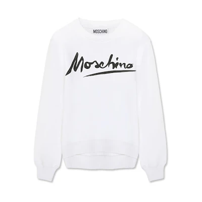 MOSCHINO Logo Print Cotton Sweatshirt Unisex White D-J1715-0427-1001