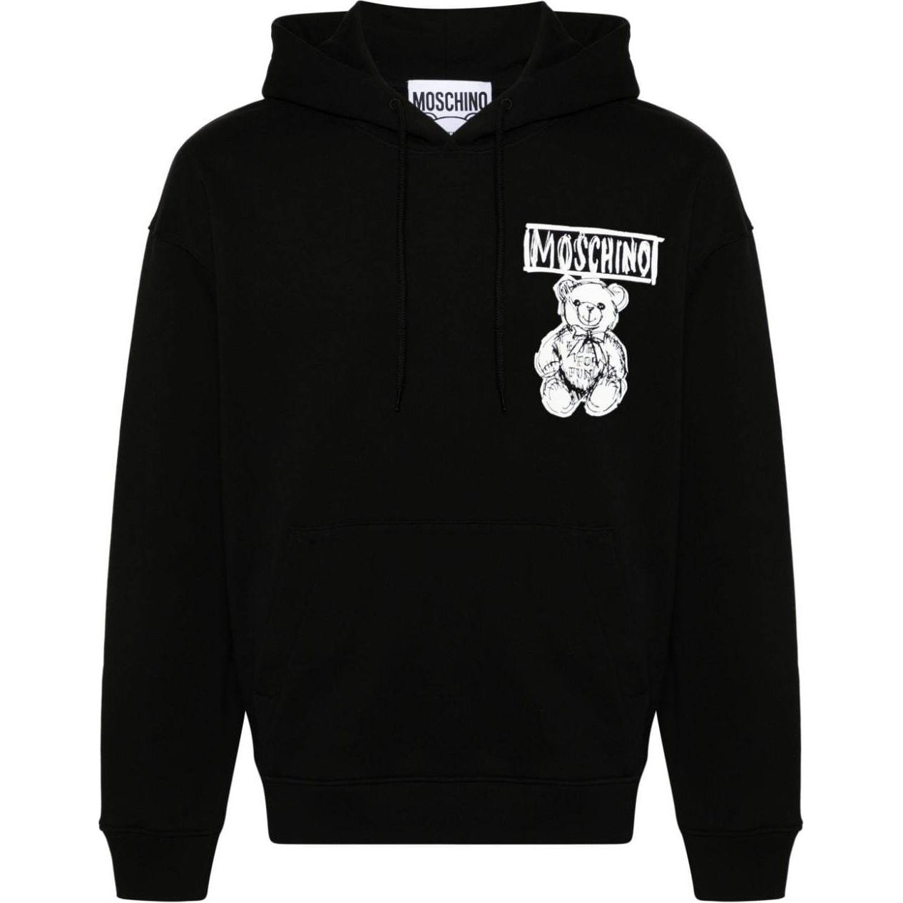 MOSCHINO Logo Print Crew Neck Sweatshirt Black Menswear V17257028-BLACK