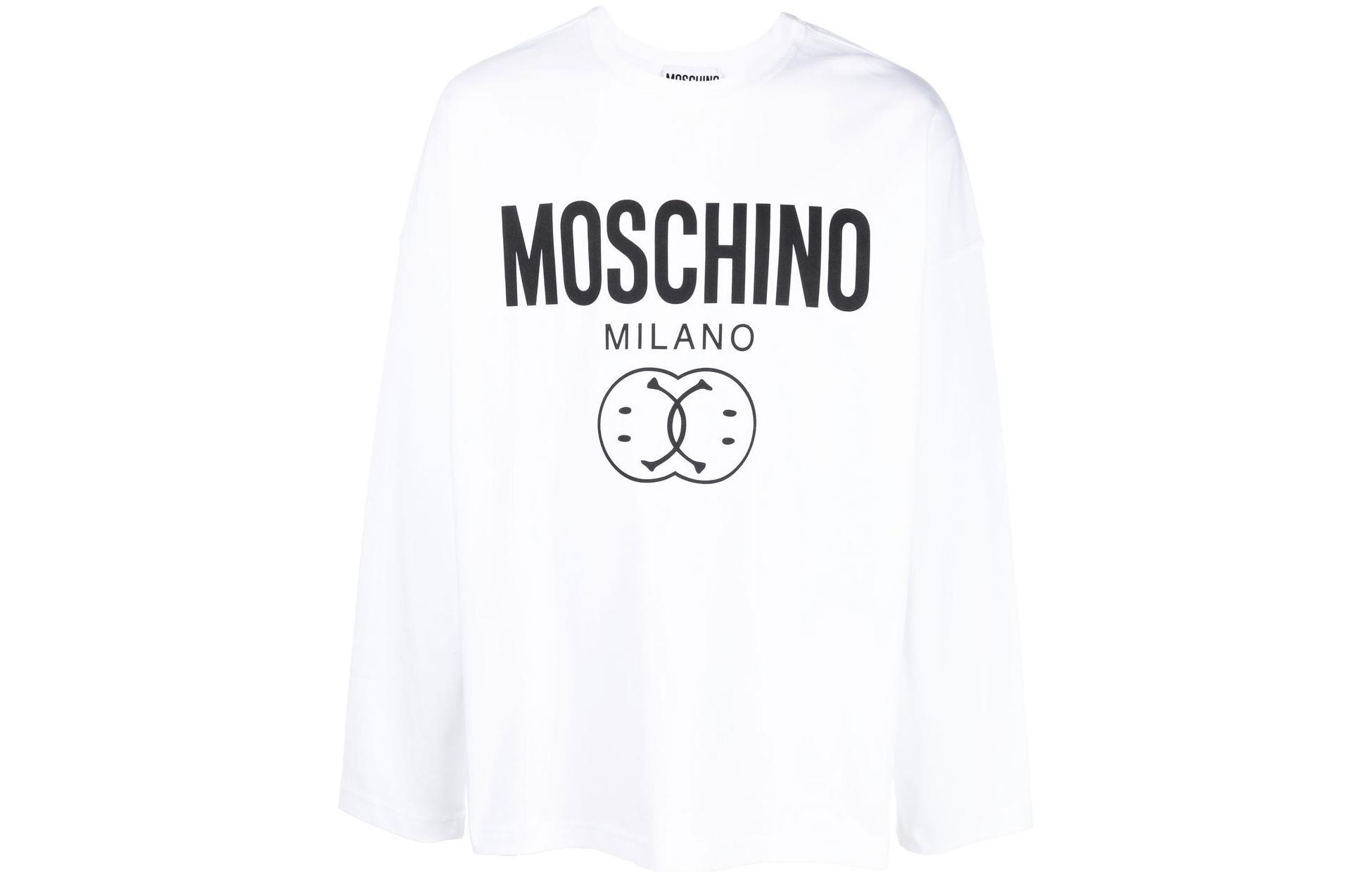 MOSCHINO Logo Print Crewneck Long Sleeve Sweatshirt Men’s White A12117-0461-001