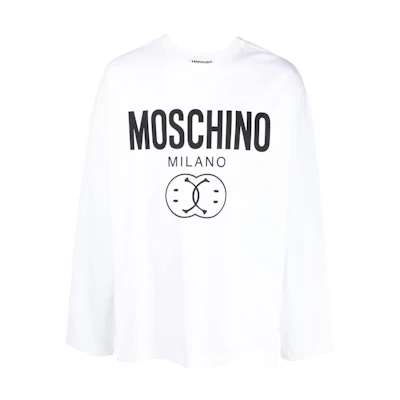 MOSCHINO Logo Print Crewneck Long Sleeve Sweatshirt Men’s White A12117-0461-001
