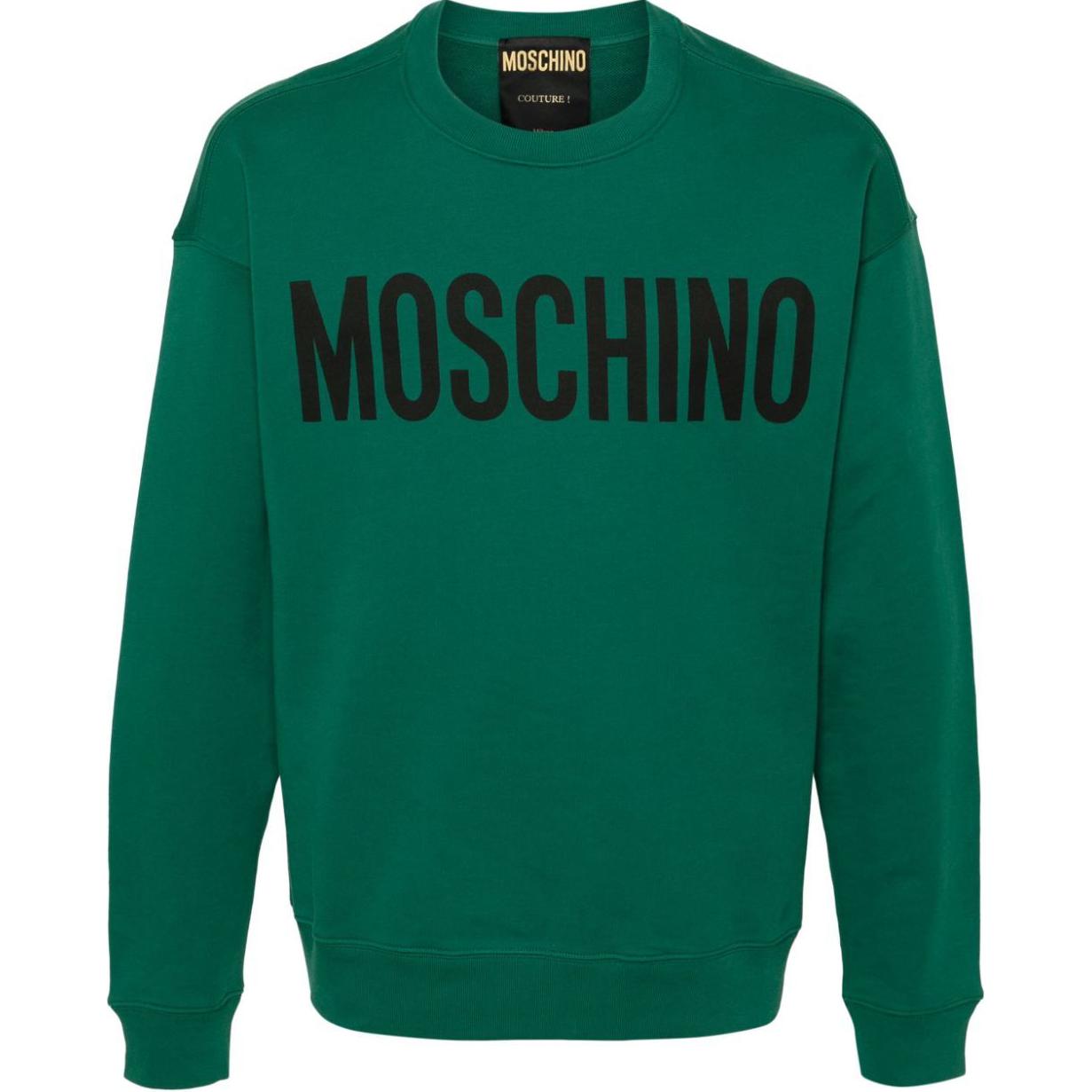 MOSCHINO Logo Print Crewneck Long Sleeve Sweatshirt Forest Green () A17017028-GREEN
