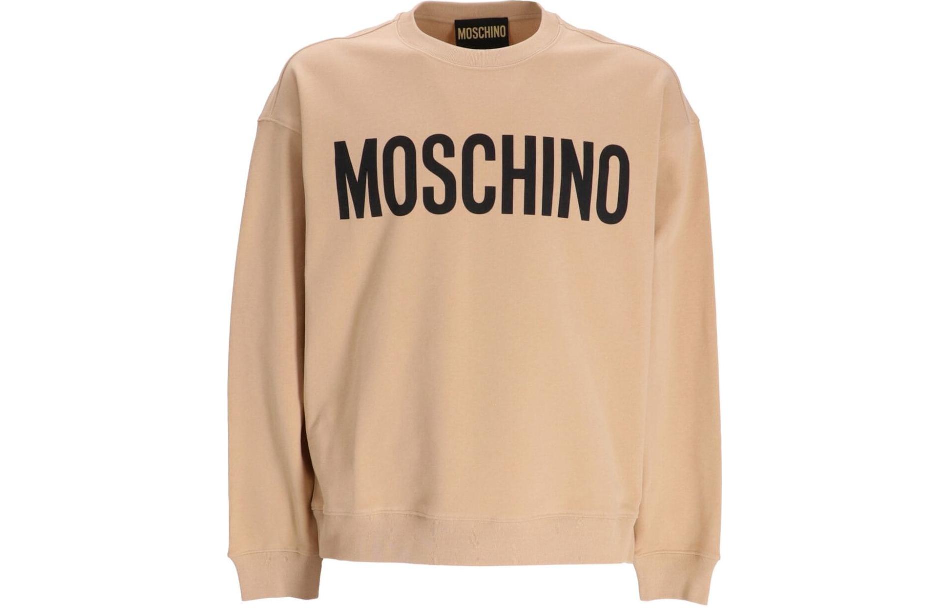 MOSCHINO Logo Print Crewneck Oversized Sweatshirt Beige () 17012028A1148
