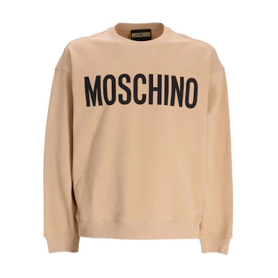 MOSCHINO Logo Print Crewneck Oversized Sweatshirt Beige () 17012028A1148