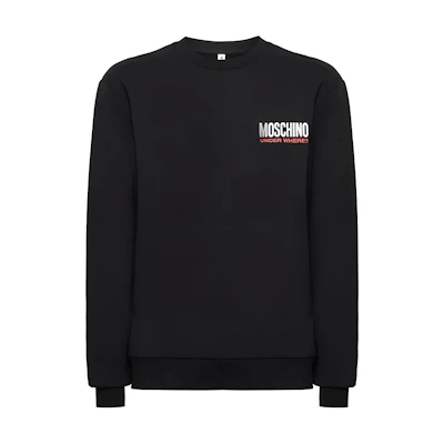 MOSCHINO Logo Print Crewneck Pullover Sweatshirt Black () A1721-8103-0555