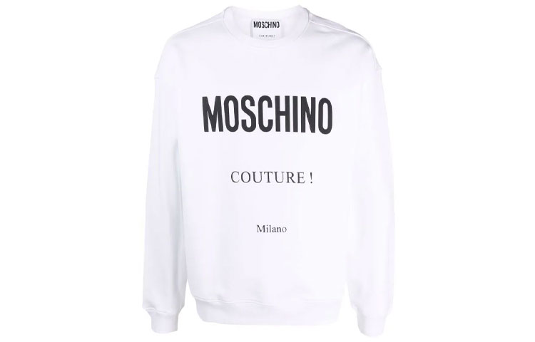 MOSCHINO Logo Print Crewneck Sweatshirt White - Fashionable Design A1730-5227-1001