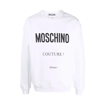 MOSCHINO Logo Print Crewneck Sweatshirt White - Fashionable Design A1730-5227-1001