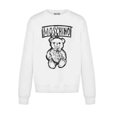 MOSCHINO Logo Print Crewneck Sweatshirt White Mens V17277028-WHITE
