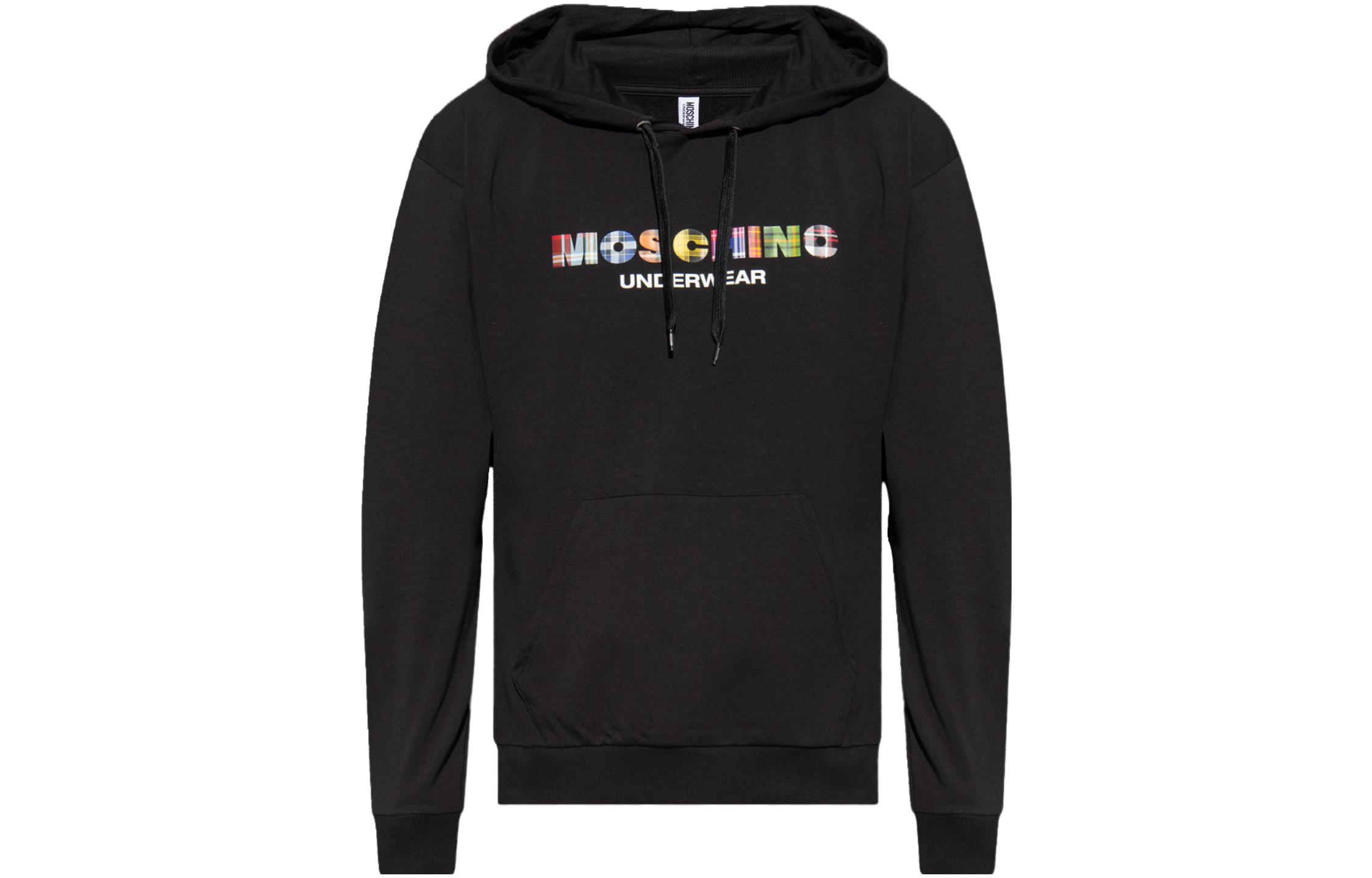 MOSCHINO Logo Print Hoodie Black Long-Sleeve Sweatshirt A1713-4424-0555