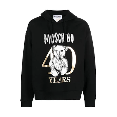 MOSCHINO Logo Print Oversized Black Hoodie for Men A177822281555