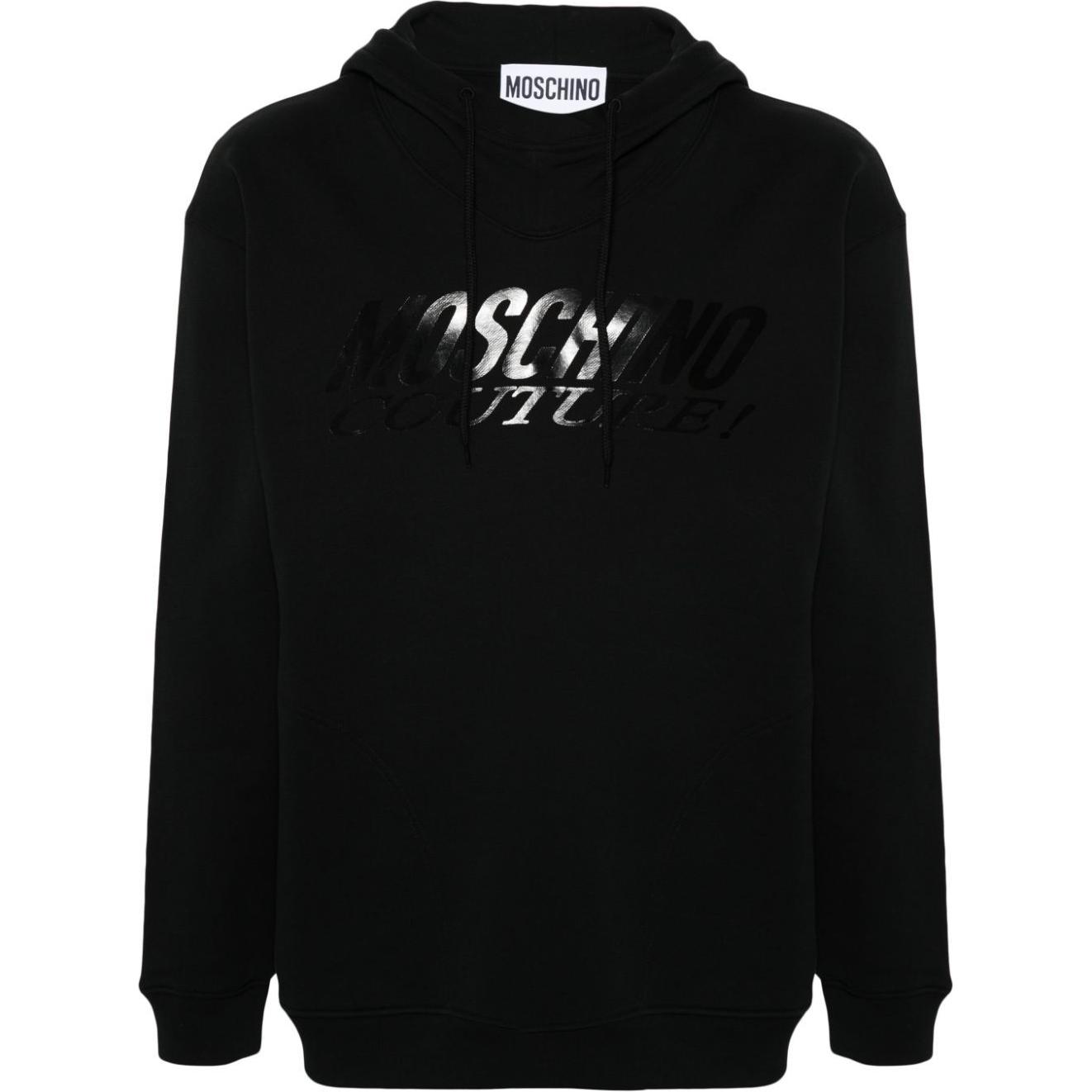 MOSCHINO Logo Print Oversized Black Long Sleeve Sweatshirt for Men A17047028-BLAC