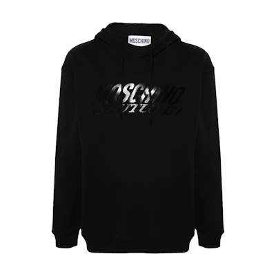 MOSCHINO Logo Print Oversized Black Long Sleeve Sweatshirt for Men A17047028-BLAC