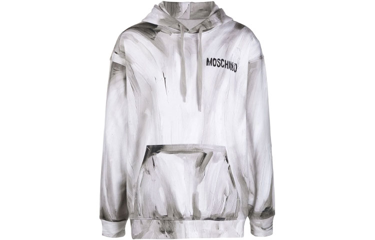 MOSCHINO Logo Print Pullover Hoodie Men’s Grey 17105-2274-485