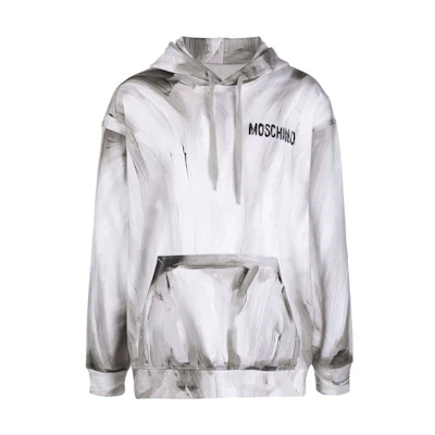 MOSCHINO Logo Print Pullover Hoodie Men’s Grey 17105-2274-485