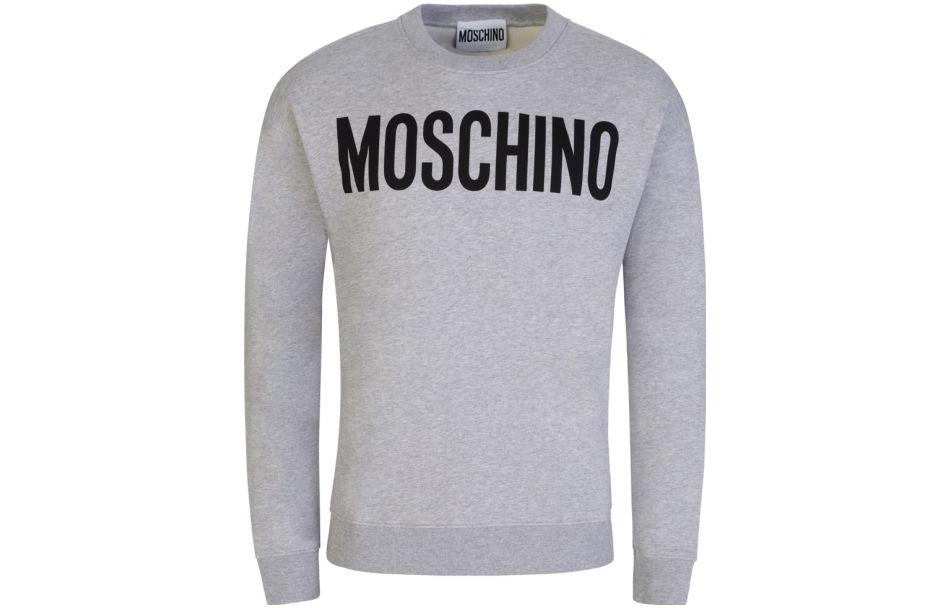 MOSCHINO Logo Print Pullover Sweatshirt Men’s Light Grey 17182-0271-485
