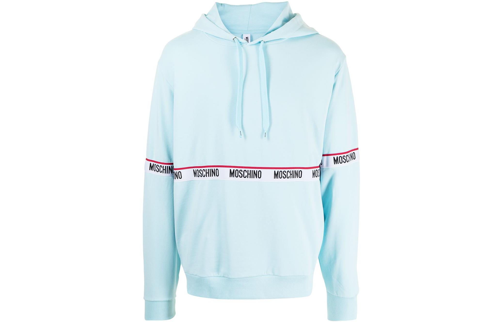MOSCHINO Logo Printed Pullover Hoodie Blue A171281040331
