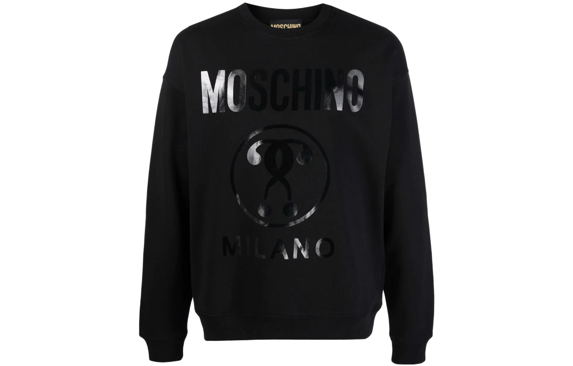 MOSCHINO Logo SS22 Graphic Crewneck Pullover Sweatshirt Black A1702-2028-0555