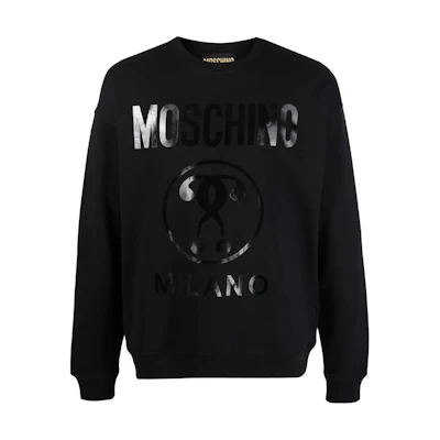 MOSCHINO Logo SS22 Graphic Crewneck Pullover Sweatshirt Black A1702-2028-0555