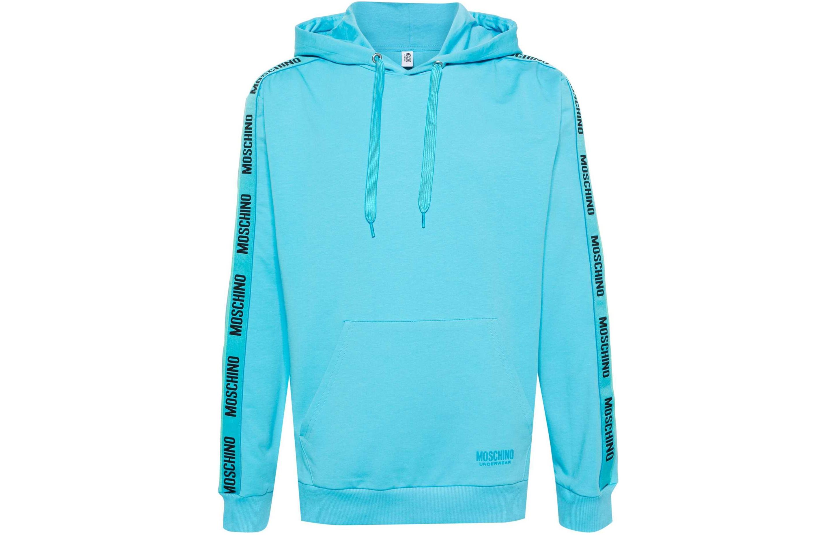 MOSCHINO Logo Tape Hoodie Light Blue Long Sleeve A170944220333