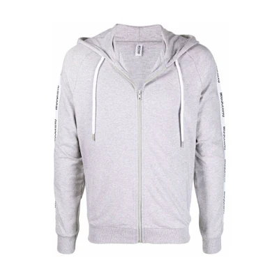 MOSCHINO Logo Tape Zip Hoodie Jacket Men’s Grey A1707-8104-0489