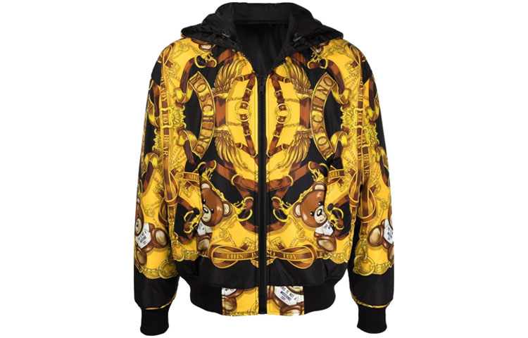 MOSCHINO Logo Teddy Bear Printed Reversible Hooded Jacket Black . J0634-5250-3555