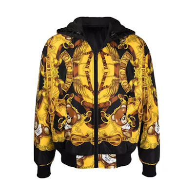 MOSCHINO Logo Teddy Bear Printed Reversible Hooded Jacket Black . J0634-5250-3555